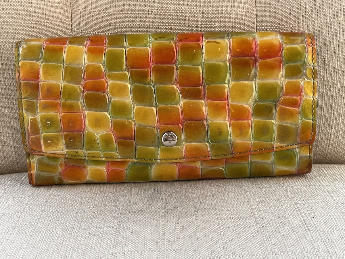 Cocco Fiore Women Clutch Wallet Multi Color Patent Leather Card 