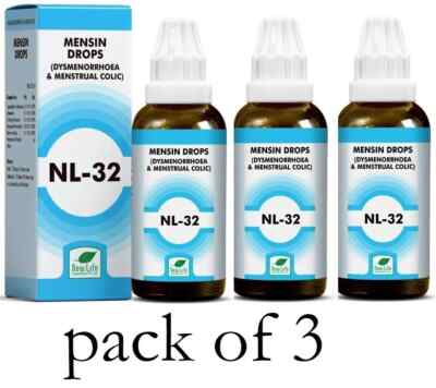 New Life NL-32 Mensin Drops 30ml Homeopathic Support for Menstrual Comfort 3pack
