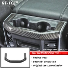 Rear Cup Holder Panel Trim Cover Accessories for Dodge Ram 1500 18+ Carbon Fiber