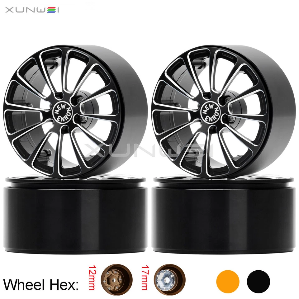 2.6" Beadlock Wheel Rim Hub HEX 12&17mm for 1/7 1/8 RC Crawler MK07 H8H 4082 KM4 - Image 3 of 4