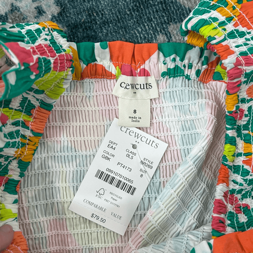 NWT J. Crew Crewcuts Girl Dress 8 Orange Fruit Tiered Ruffle Sleeve Midi Cotton - Picture 3 of 15
