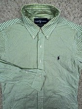 Ralph Lauren Button Up Shirt Men  s Cotton Long Sleeve Size 15 Custom Fit Green