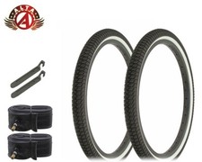 PAIR OF WHITEWALL BICYCLE ALTA BMX TIRES W/TUBES LEVERS 20X1.75 INFECTION TREAD