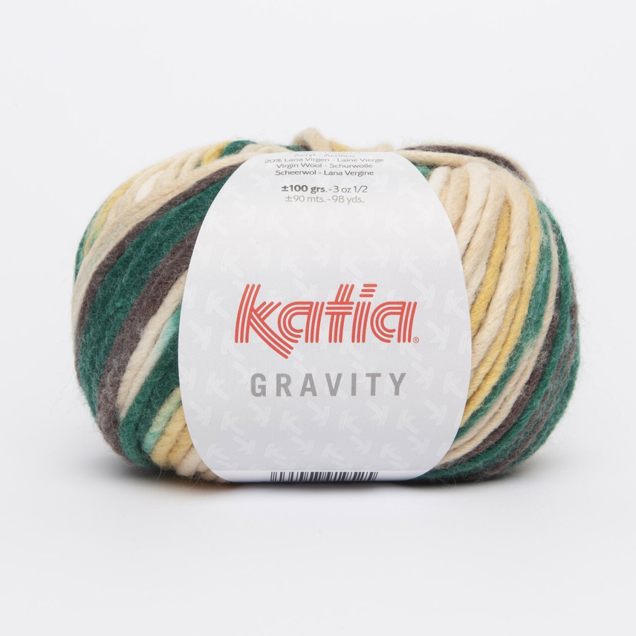 Gravity by Katia - Brown/Bottle/Mustard (60) - 100 g / approx. 90 m Wool