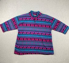 VTG CR & Me Sweater Womens 2XL Aztec Geometric 1/4 Zip Shoulder Pads USA Made