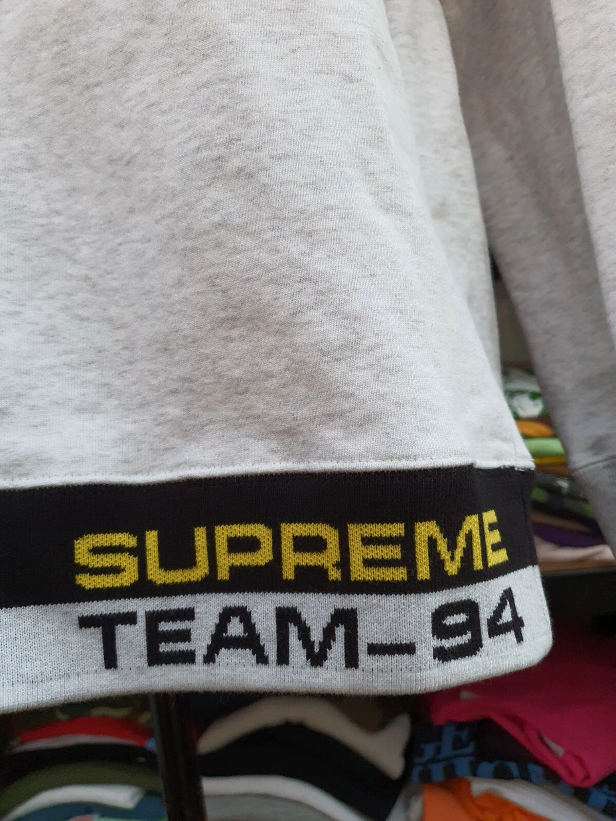 Sweat col rond SS19 Supreme Rib Stripe gris cendré taille M moyen neuf avec étiquette