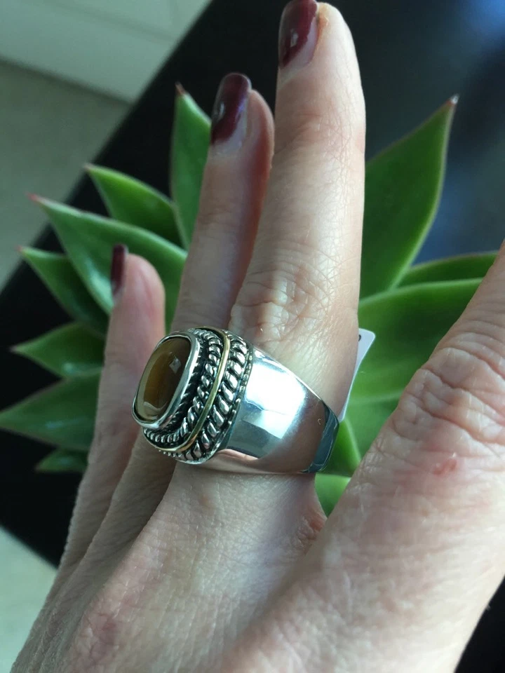 NUEVO ANILLO OJO DE TIGRE "inspirado en el diseñador" con detalle de cuerda de cable talla 7 precioso Foto 4 de 4