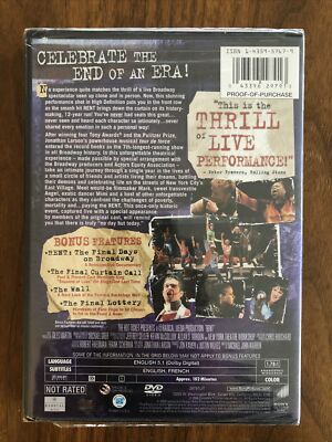 Rent: Filmed Live on Broadway (DVD, 2008, Widescreen) NEW