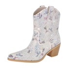 Women's Sequins Pointed Toe Pull on Chunky Heels Casual Cowboy Ankle Booties US5 — photo 2