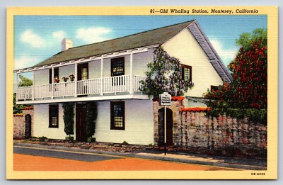 Old Whaling Station Monterey California Vintage Postcard