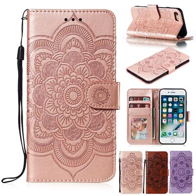 For iPhone 18ProMax 17+ 16 15 14 13 12 11 Flip Wallet Mandala Leather Stand Case