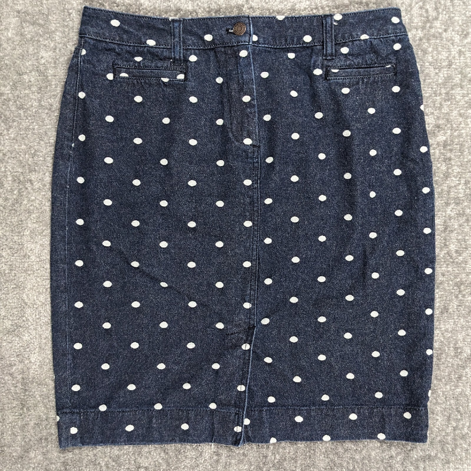 Talbots Pencil Straight Skirt Women Size 10 Blue Polka Dots Pockets