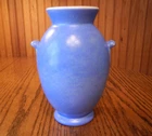 Vintage Weller Pottery NEISKA Seneca Blue Vase w/ Handles 8" WOW!