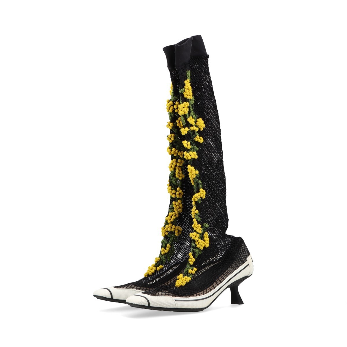 Christian Dior DIOR 62-22 Rubber × Fabric Long Boots Women's