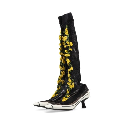 Christian Dior DIOR 62-22 Rubber × Fabric Long Boots Women’s Size 36 1/2 D 