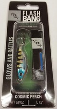 13 Fishing Flash Bang Jigging Spoon Lure w/ Glow Plus Rattle COSMIC PERCH FBCP38