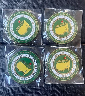 (4) Year 2025 Markers - Augusta National Masters Scorecard Golf Ball Markers