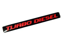 QTY 2 TURBODIESEL TURBO DIESEL ENGINE FENDER HOOD EMBLEMS BADGE BLACK RED PAIR