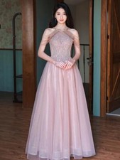 Women's Evening Long Dress Birthday High Waist Sleeveless Bride Wedding Dress