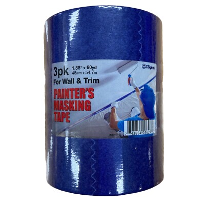 Dolphin 3pk 1.88'' x 60yd 48mm x 54.7m For Wall & Trim Painter's Masking Tape