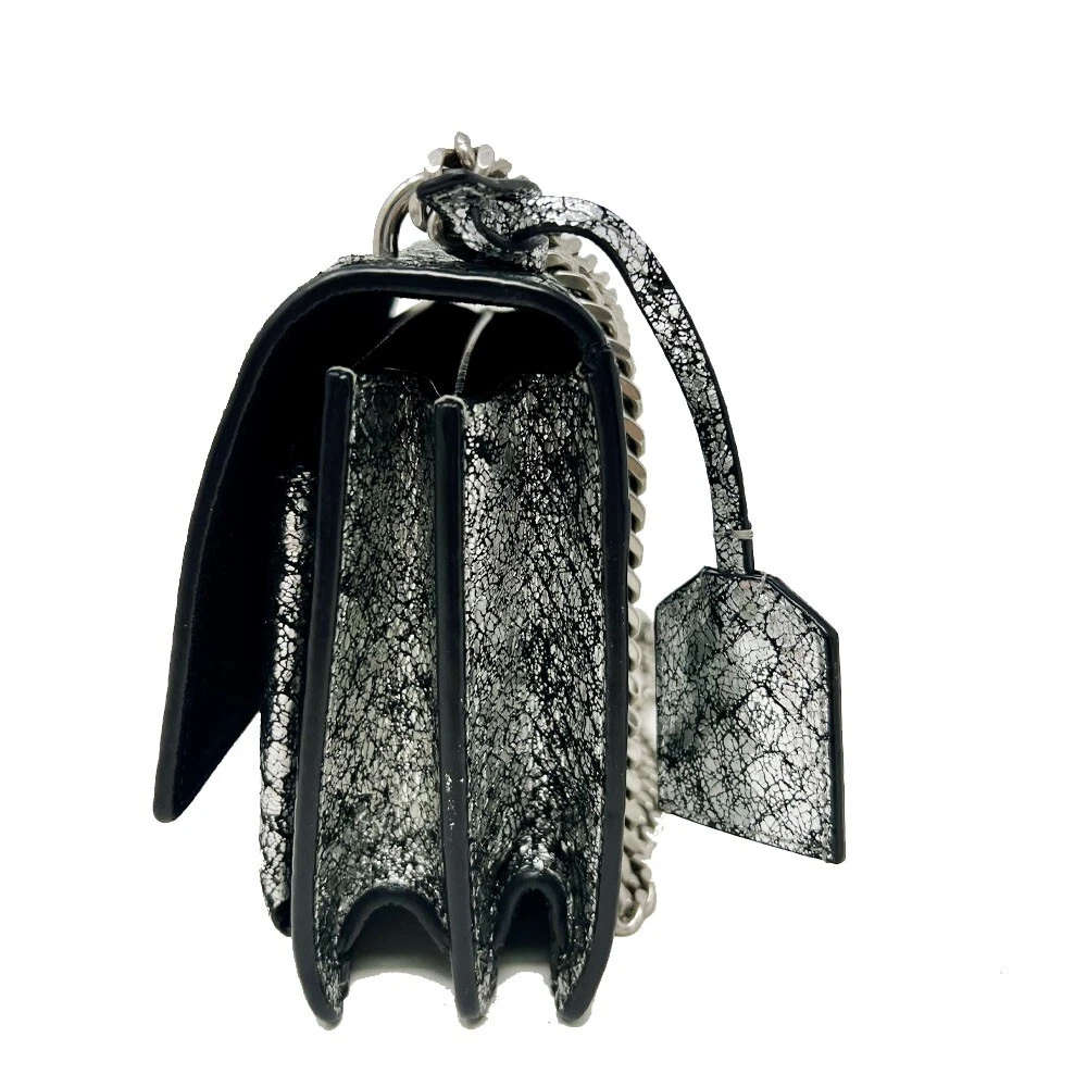 SAINT LAURENT (YSL) YSL Saint Laurent Sunset Mini Borsa Catena Argento Metallico