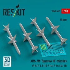 AIM-7M Sparrow III missiles 4pcs Scale 1:48 ResKit RS48-0459 for Scale Model Kit