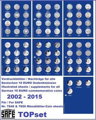 10-EURO-2002-2015-Nachträge Vordrucke SAFE-1868-TOPset Für Münzhüllen 7848 7850