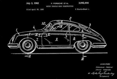 1962 - Porsche 356 - Motor Vehicle Body Construction - Patent Art