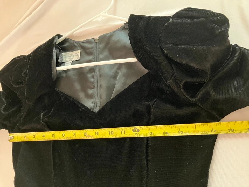 Vestido Vintage Jessica McClintock Gunne Sax Negro Terciopelo Talla 9/10 Cóctel Fiesta Foto 3 de 4