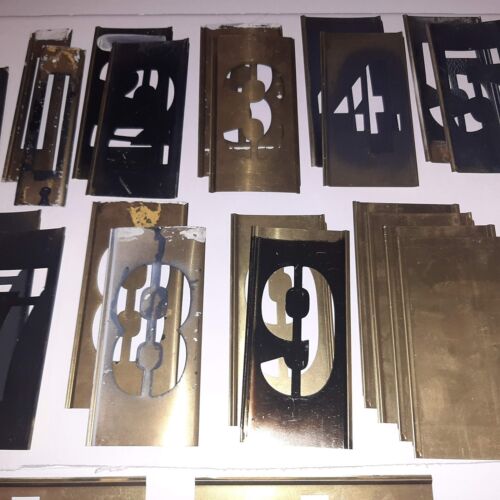Vintage BRASS STENCILS 5” NUMBERS Lot 40 Pieces w/Box - Picture 4 of 12