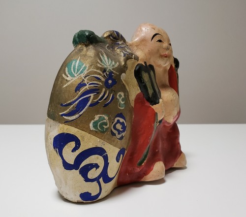 Japanese antique clay doll HOTEI（布袋） Meiji craft Yamada ware - Afbeelding 8 van 9