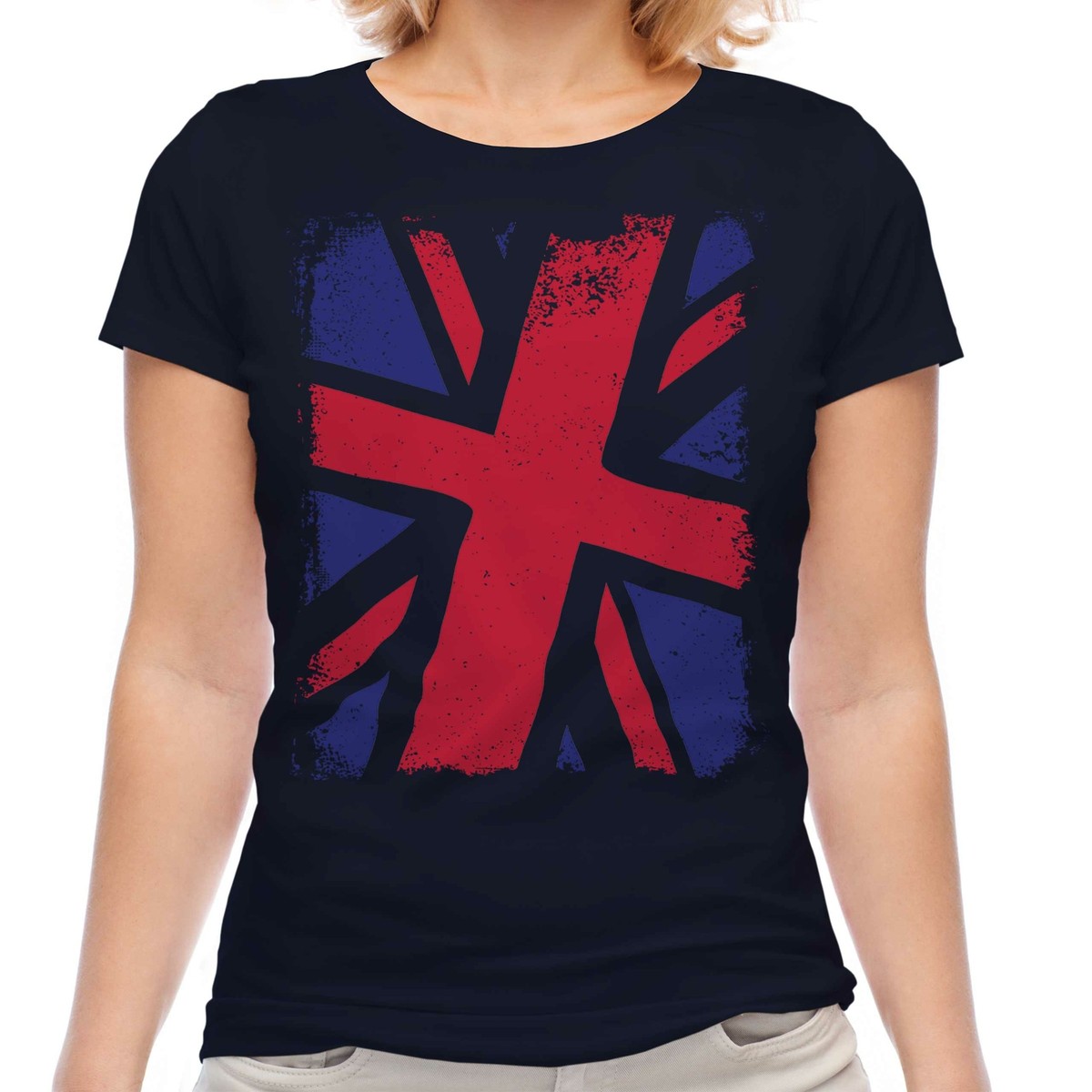 T-shirt Lunga Donna Tribal – Union Jack Lips, Maniche Corte, Scollo Rotondo, 100% Cotone, Vestibilità Sagomata, Idea Regalo