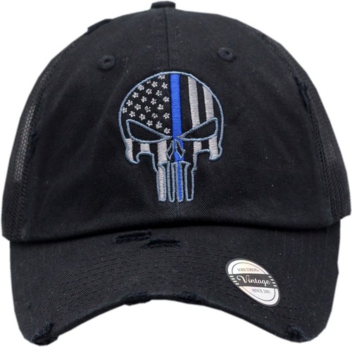 Punisher Blue Line Trucker Mesh Snapback Slouch Black - 第 2/3 張圖片
