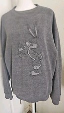 Vintage Warner Bros. Store Embroidered Bugs Bunny Sz M Thermo L/S Shirt Gray EUC