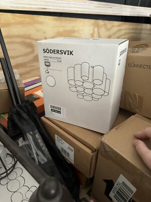 Ikea SODERSVIK Modern Ceiling/Wall LED Lamp Dimmable Glossy White 504.562.24 NIB