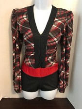 KELLE Dance One Piece Long Sleeve Black Red Check Dance Jumpsuit Adult