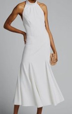  465 Milly Womens White Penelope Open-Back Cady Halter A-Line Dress Size 12