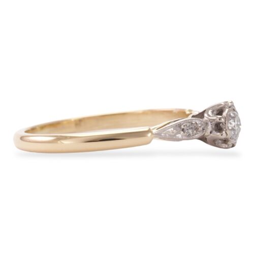 EARLY BRILLIANCE 1940s 18K Yellow & White Gold Early Brilliant Cut Diamond Ring - Picture 7 of 9