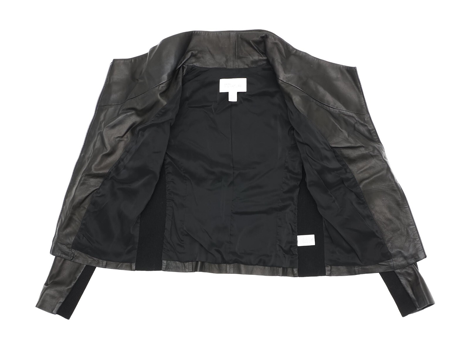 Signature L142314 Womens Black Leather Jacket Size S