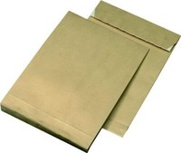 100 Faltentaschen B4 Mit 4 Cm Falte-130 G/M² Haftklebend -250 X 353 X 40 Mm