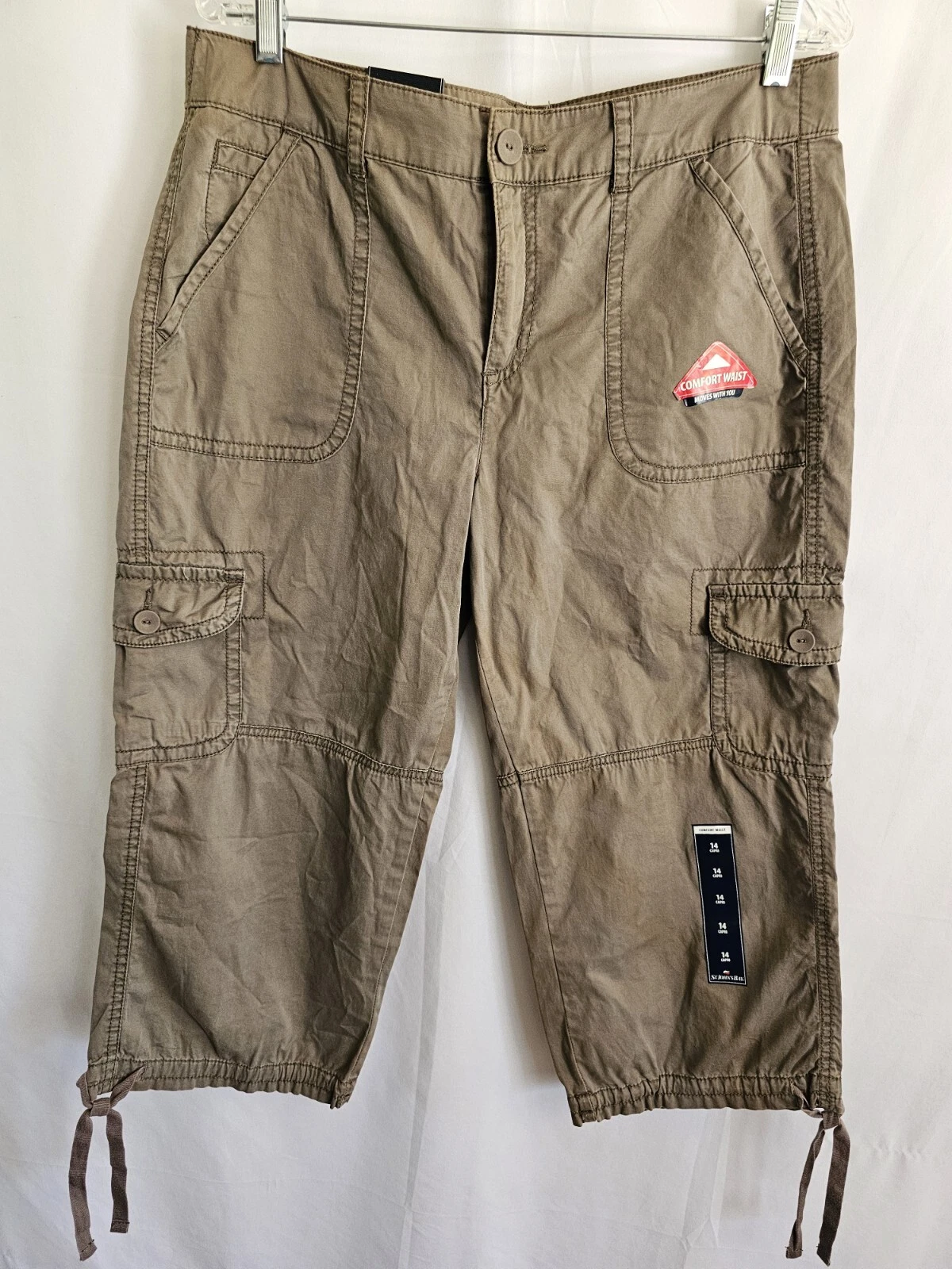 St. John's Bay Capri Women's Taupe Shadow Comfort Waist Size 14 ~NWT~