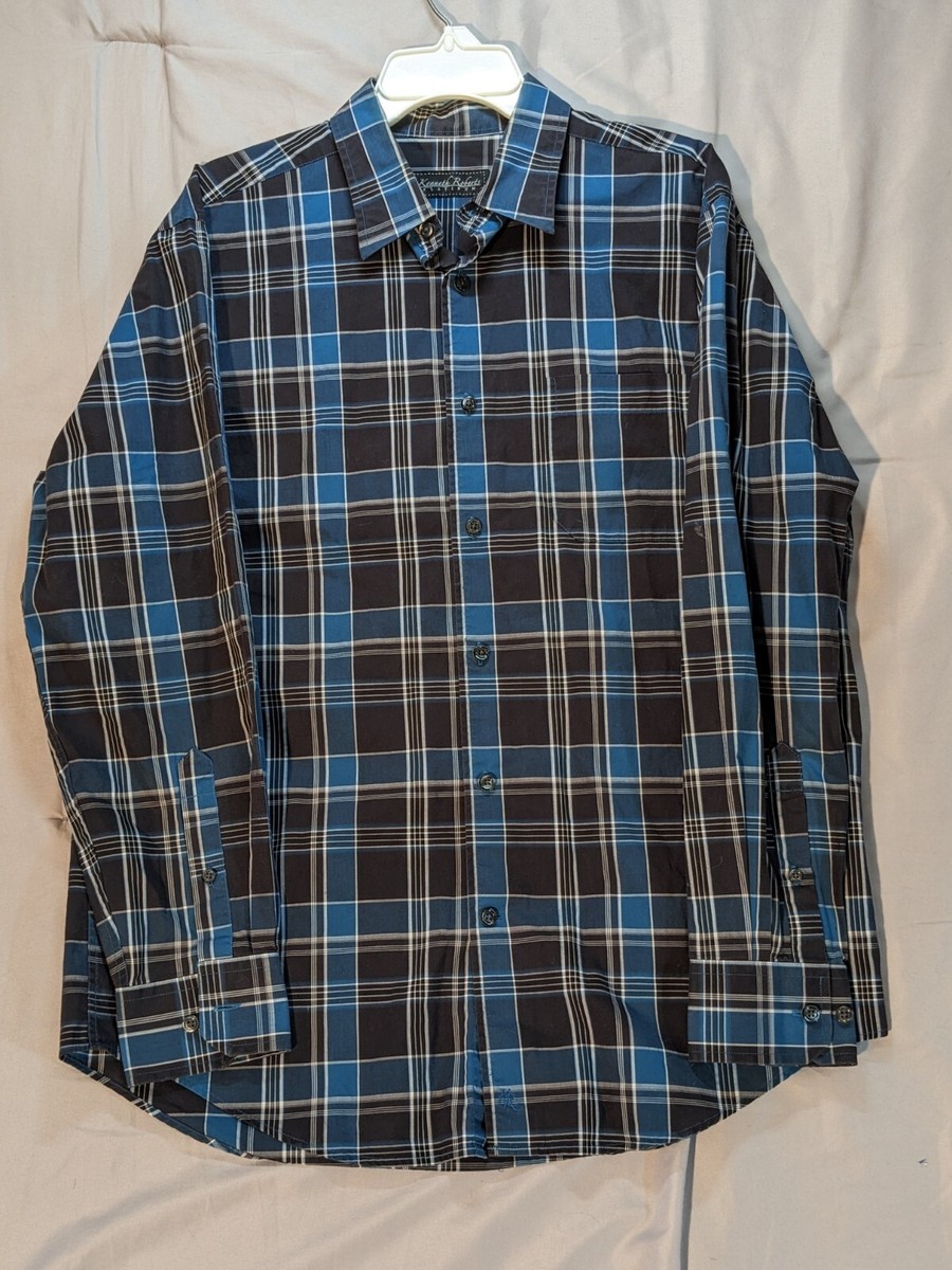 kenneth roberts platinum dress shirts Kenneth Roberts Platinum Luxury Mens Dress Shirt Striped Blue/White SZ  Large