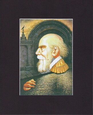 8X10'' Matted Print Art Picture: Octavio Ocampo, Bearded Man, Optical Illusion