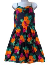 Gap Womens Sundress Size 8 Multicolor Tropical Floral  Sleeveless Knee Length