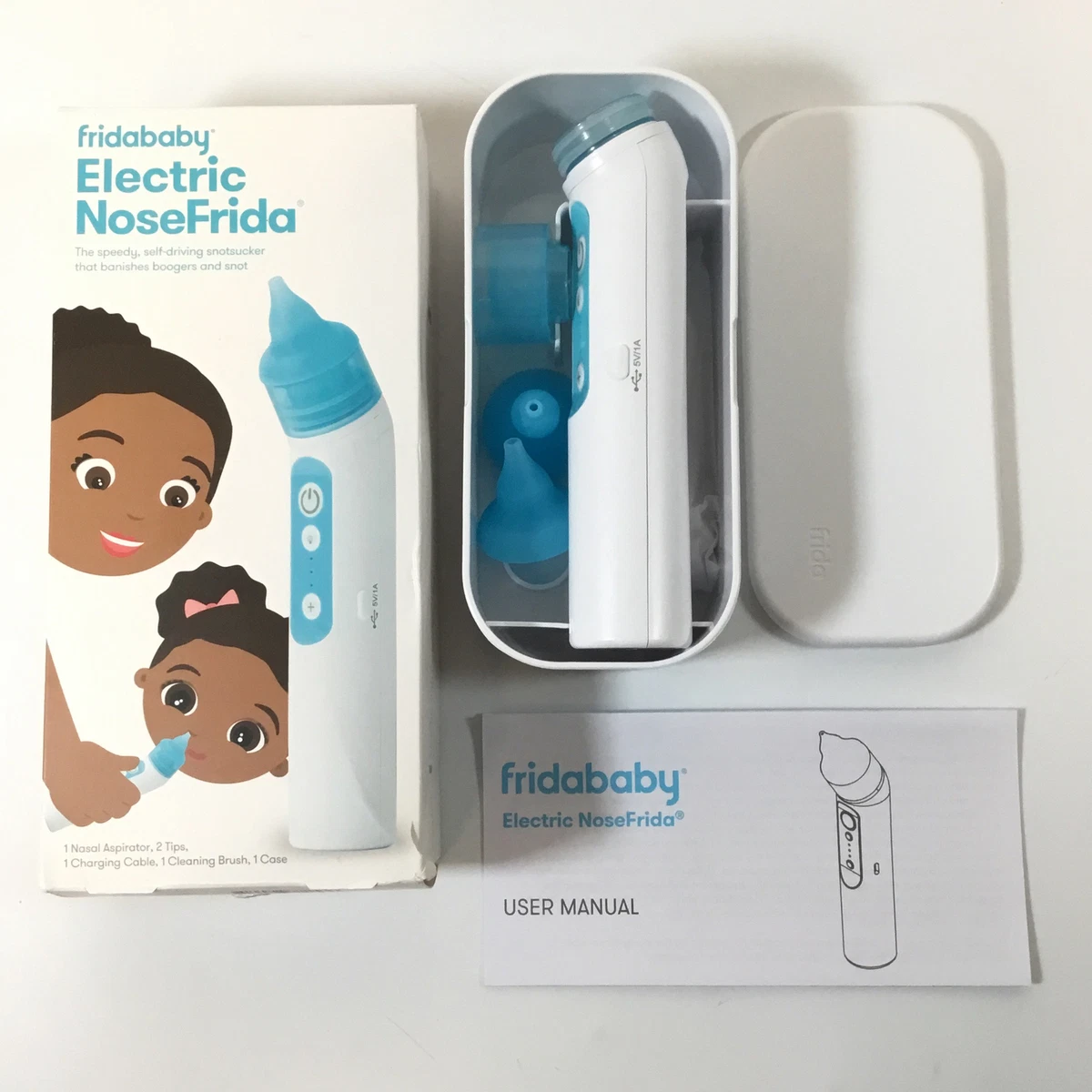 FridaBaby Electric NoseFrida | Aspirador nasal recargable por USB con  diferentes niveles de succión por Frida Baby