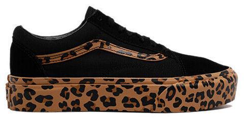 Vans Old Skool Platform Black Brown Leopard Print Shoes  display picture 3
