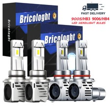 9005 9006 LED Headlights Kit Combo Bulbs 6500K High Low Beam Super White Bright