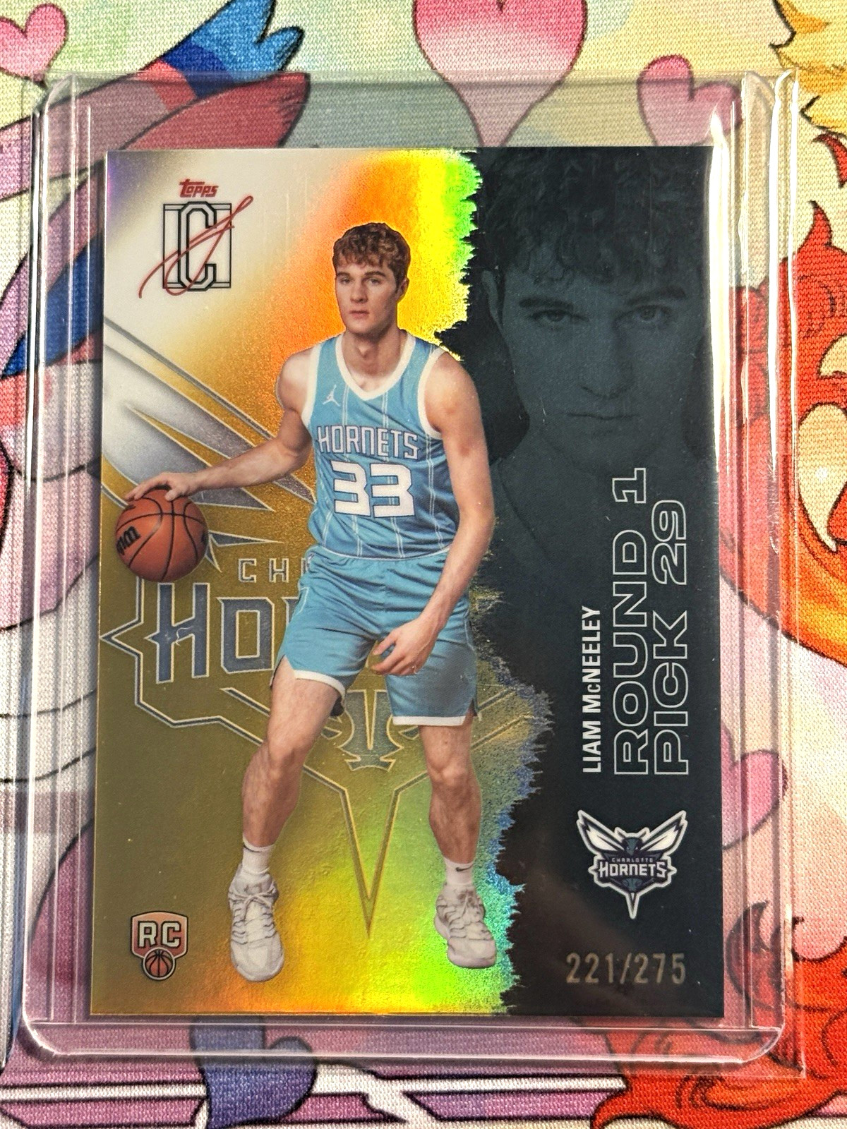 Topps Liam McNeeley 2025-26 Signature Class Chrome Yellow Refractor 221/275 RC