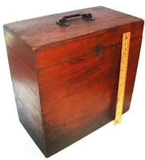 BIG Old ANTIQUE WOOD BOX For Camera Or Surveyor Instrument HEAVY-DUTY HARDWARE