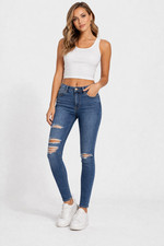 Levi  s 711 Skinny Jeans Womens W27 L30 Medium Wash Distressed Mid-Rise Denims